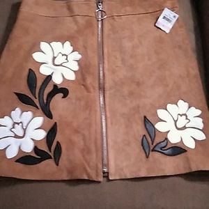 INC Concepts Suede Mini Skirt with Flowers
